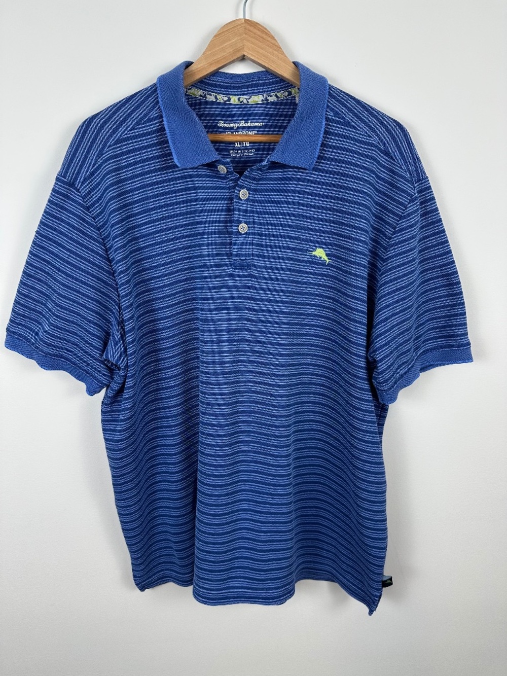 Tommy Bahama IslandZone Blue Striped Pima Cotton Golf Polo Shirt Men’s XL